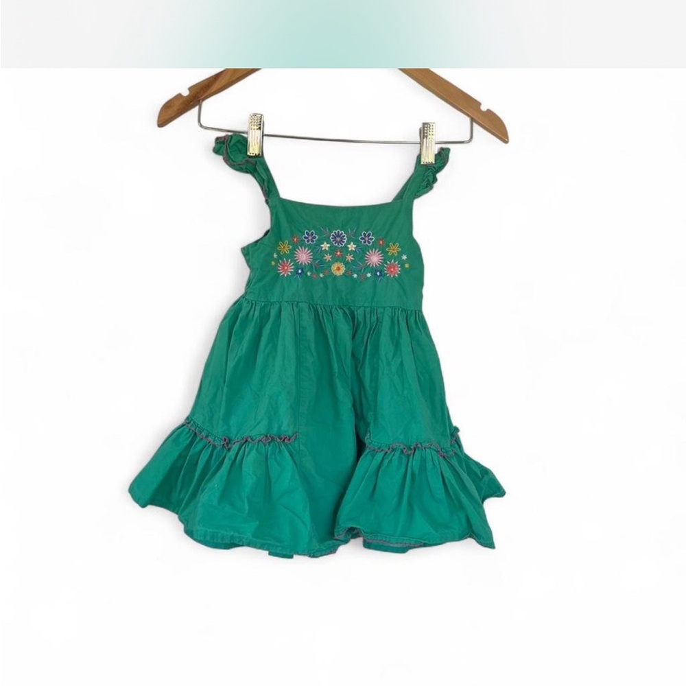 cupcakes & cashmere Teal Kids Dress with Floral Embroidery